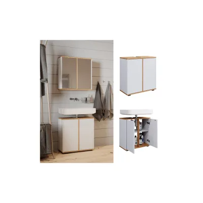 Vicco Waschbeckenunterschrank Didi Weiß Eiche 60 x 62 cm mit 2 Türen
