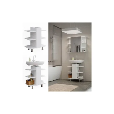 Vicco Waschbeckenunterschrank Fynn Weiß 60 x 70 cm mit 6 Ablagen
