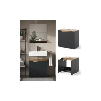 Vicco Waschbeckenunterschrank Marelle Anthrazit Eiche 60 x 57,5 cm mit 2 Türen
