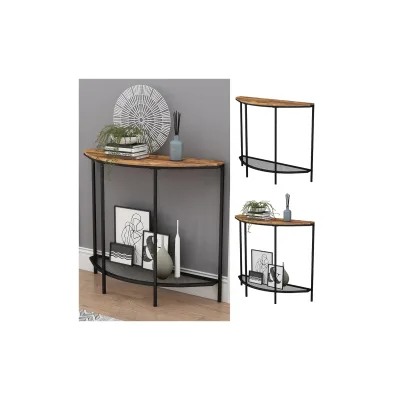 Vicco Wohnzimmertisch Fyrk Eiche Schwarz 92 x 81,5 cm mit offener Ablage