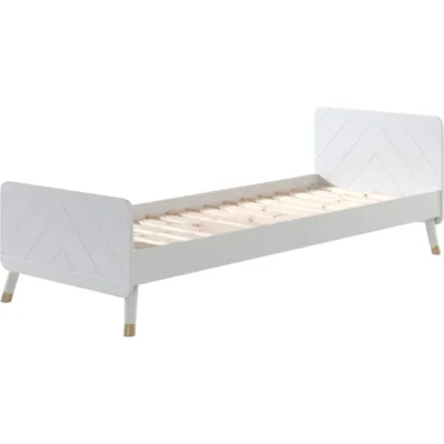 Vipack BILLY - Einzelbett 90 x 200 cm, mit Lattenrost, lackiert, Satin Weiß