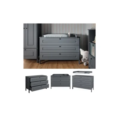 Vitalispa Wickelkommode Ajaton Grau 133 x 98,4 mit 3 Schubladen