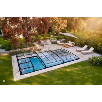 Poolüberdachung "Aqualina" aus Aluminium, ca. 10,99 x 5,26 x 1,05 m