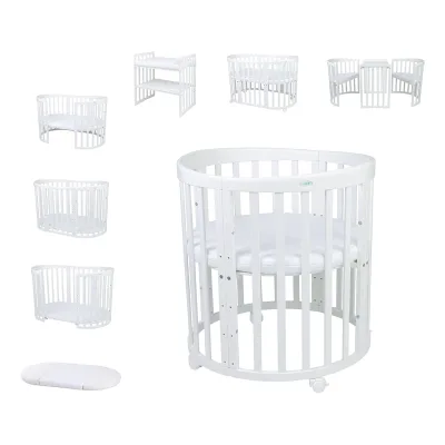 waldin Babybett Weiß, Weiß, Braun 73x124 cm