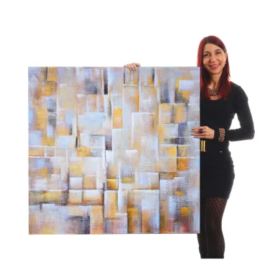 Wandbild Cubes, 100% handgemaltes Ölgemälde Gemälde XL, 100x100cm