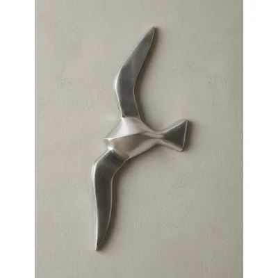 Wanddeko Dekofigur Möwe Aluminium silberfarben poliert 30 cm zur Wandmontage