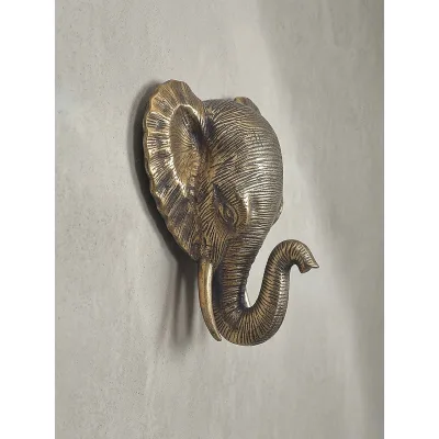 Wanddeko Elefant Aluminium goldfarben 41 cm im afrikanischen Stil