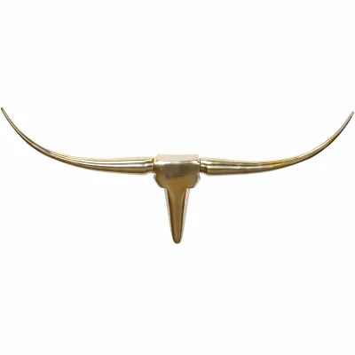 Wanddeko Geweih Bull Aluminium 100 cm breit, Gold 100x6x40 cm