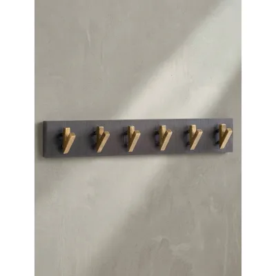 Wandgarderobe Mango Massivholz Metall Modern 60x10x8 cm Schwarz Gold