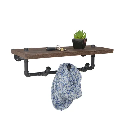 Wandgarderobe MCW-C45, Ablageregal Hängegarderobe Garderobenpaneel, Industriedesign braun