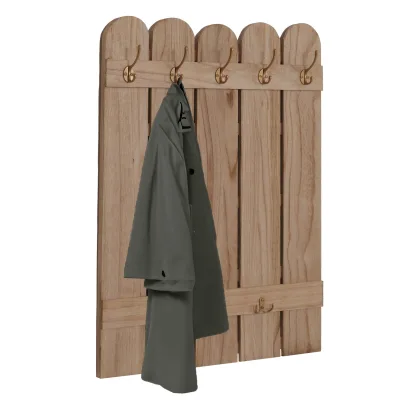 Wandgarderobe MCW-N95, Garderobe Garderobenpaneel, Paulownia 7 Haken 86x60cm ~ natur