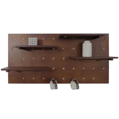 Wandpaneel MCW-P24, Wanddekoration Wandregal Steckboard Lochplatte, 4 Ebenen Aufhängung 100x50cm MVG ~ braun