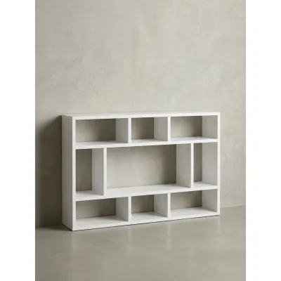 Wandregal Eiche Holz Freischwebend Modern, Weiß 75x16x51 cm