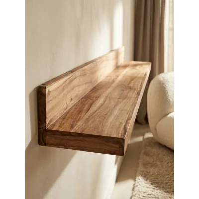 Wandregal MUMBAI Massivholz Hängend Landhausstil, Akazie 160x24x17 cm