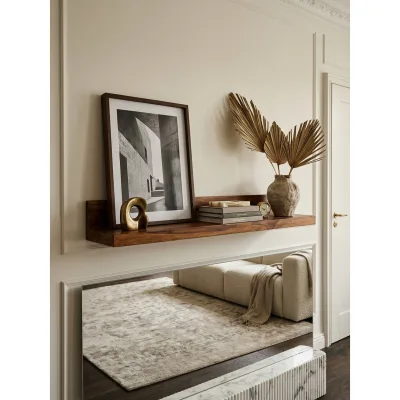 Wandregal MUMBAI Massivholz Hängend Landhausstil, Dunkelbraun 110x24x17 cm