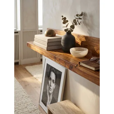 Wandregal MUMBAI Massivholz Hängend Landhausstil, Dunkelbraun 160x24x17 cm