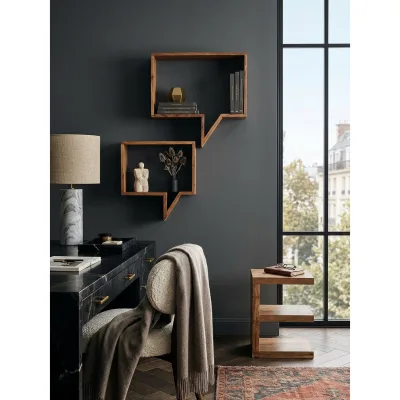 Wandregal Set MUMBAI Massivholz Hängend Landhausstil, Akazie 50x13x49 cm