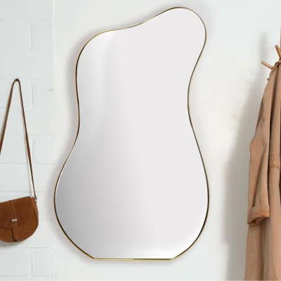 Wandspiegel Asymmetrisch Metall Gold 60x100 cm Moderner Rahmen