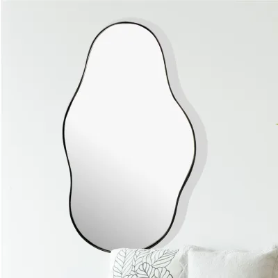 Wandspiegel Asymmetrisch Metall Schwarz 40x80 cm Moderner Rahmen