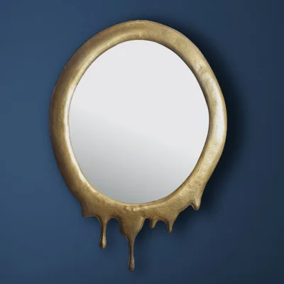 Wandspiegel Oval Metall Gold 50x71 cm Modern
