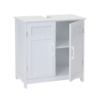 Waschbeckenunterschrank MCW-A85, Badschrank 60x60x30cm ~ weiß