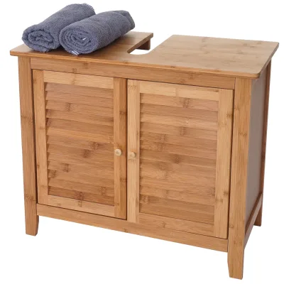 Waschbeckenunterschrank MCW-B18, Badezimmer Badschrank, Bambus ~ 60x67x30cm