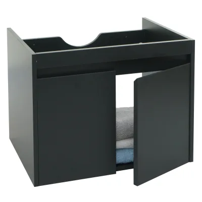 Waschbeckenunterschrank MCW-L86, Badezimmer Waschtisch Unterschrank, MVG Melamin 2 Türen 48x59x46cm ~ schwarz