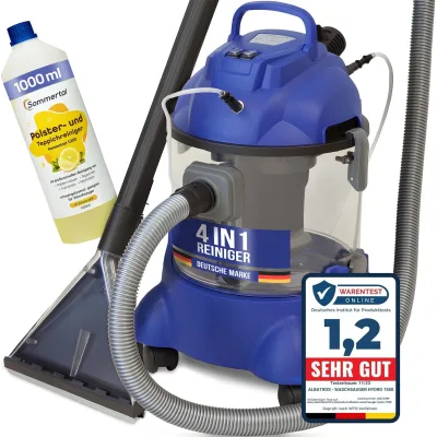 Waschsauger Polster + Teppich HYDRO 7500 inkl. 1l Shampoo - 4in1 Nass Trockensauger 1200 Watt 20l Volumen 16 kPa Saugleistung - Polsterreiniger Reinigungsgerät Professionellen Aufbereitung