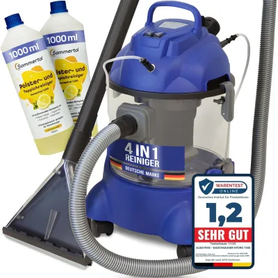Waschsauger Polster + Teppich HYDRO 7500 inkl. 2l Shampoo - 4in1 Nass Trockensauger 1200 Watt 20l Volumen 16 kPa Saugleistung - Polsterreiniger Reinigungsgerät Professionellen Aufbereitung