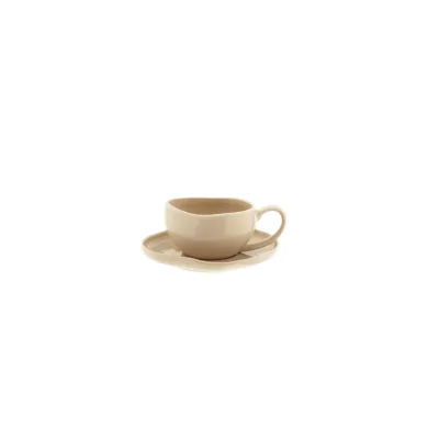 Wave Biscuit Mokkatassen mit Untertellern - 12-teiliges-Set in Beige