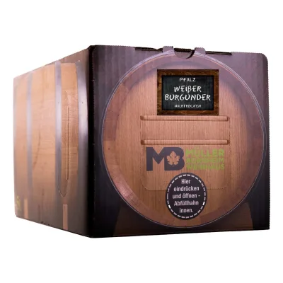 Weinhaus Müller Bornheim Pfalz Weißer Burgunder Weißwein halbtrocken 11,5 % vol. 5 Liter Bag in Box