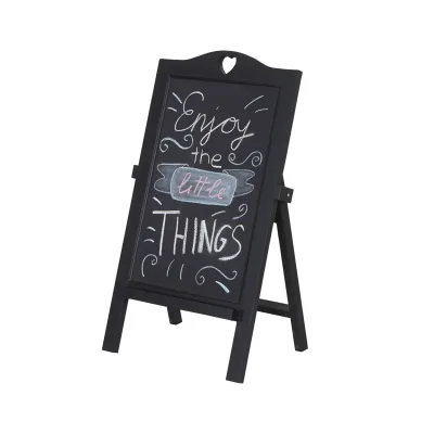 Werbetafel MCW-E51, Aufsteller Kreidetafel Kundenstopper Dekotafel, 66x39x33cm ~ schwarz lackiert