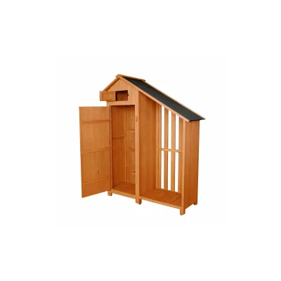 Werkzeugschrank aus Holz mit Anbau, ca. 131 x 54 x 180 cm - Braun