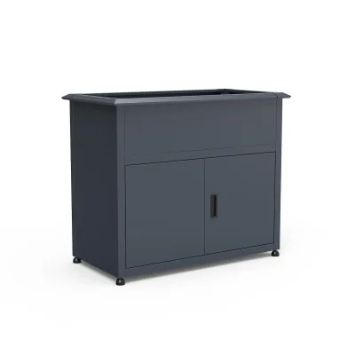 Westmann Metall Hochbeet Plexa mit Stauraum & Schneckenkante Anthrazit   50x100x85cm