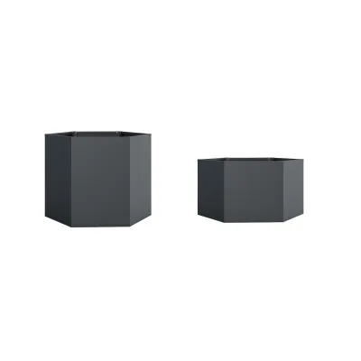 Westmann Metall Hochbeete 6-eckig   Varia Set   2er-Set Anthrazit   100x200x77cm