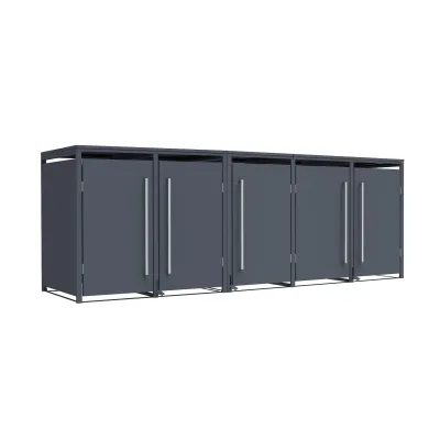 Westmann Mülltonnenbox Pedura 5   5x 240L   mit Fußpedal Anthrazit   80x331x116cm