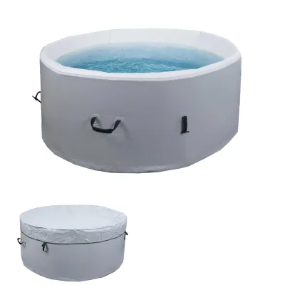 Whirlpool MCW-N97, Ersatz-Pool 4 Personen, In-/Outdoor aufblasbar Dropstitch-Gewebe, rund Ø150cm grau-weiß