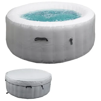 Whirlpool MCW-N97, Ersatz-Pool 4 Personen, In-/Outdoor aufblasbar PVC laminiert, rund Ø180cm ~ grau-weiß