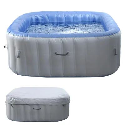 Whirlpool MCW-N97, Ersatz-Pool 5 Personen, In-/Outdoor aufblasbar PVC laminiert, eckig 180cm, grau-blau
