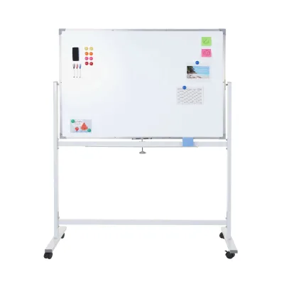 Whiteboard MCW-C85, Magnettafel Memoboard Pinnwand, mobil rollbar inkl. Zubehör ~ 120x90cm