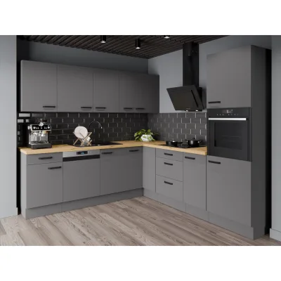 Winkelküche NESSA 250x250 cm Küchenzeile Einbauküche Eckküche Küche Anthrazit