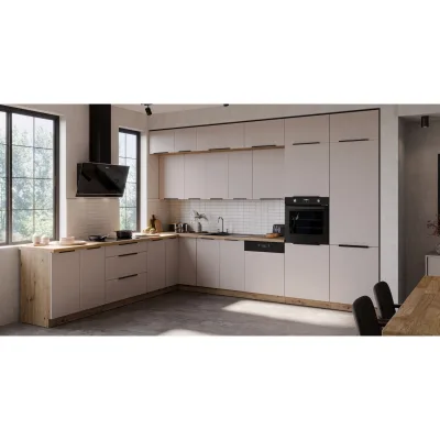 Winkelküche SOLANO 290x350 Küchenzeile Eckküche Küche Kaschmir Schwarz + Artisan