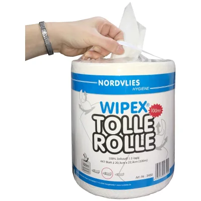 WIPEX NORDVLIES WIPEX TOLLE ROLLE 2-lagig hochweiß 20,3x22,4cm, 6 Rollen