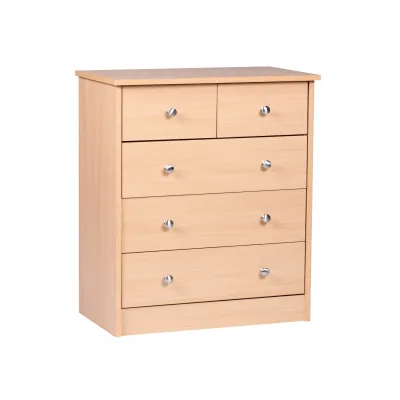 WOHNLING Kommode Buche 60 x 70 x 35 cm Sideboard Anrichte mit 5 Schubladen