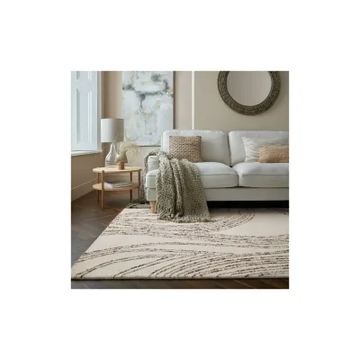 Wollteppich abstrakt Natur-Braun 80 x 150 cm - HUMBER   Kadima Design