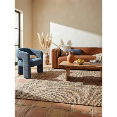 Wollteppich Boho Natur-Blau 160 x 230 cm - ERME   Kadima Design