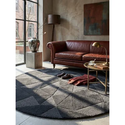 Wollteppich geometrisch Anthrazit Ø160 cm - DEBEN   Kadima Design