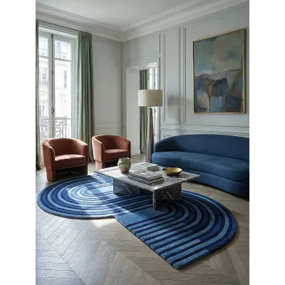 Wollteppich geometrisch Blau 200 x 290 cm - LEVEN   Kadima Design