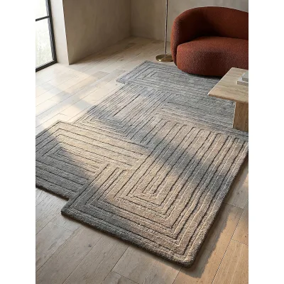 Wollteppich geometrisch Grau 120 x 170 cm - LEVEN   Kadima Design