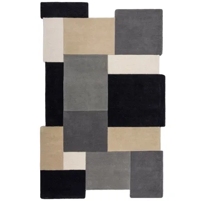 Wollteppich geometrisch Grau-Beige 200 x 290 cm - HALLEIN   Kadima